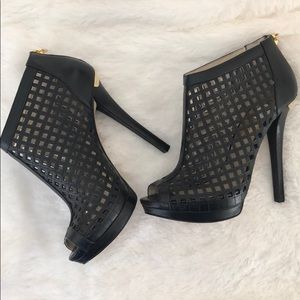 Michael Kors Graham Peep Ankle Boots 7.5